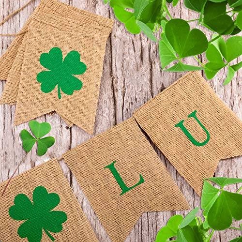 2-Pack-St-Patricks-Day-Decorations-Shamrock-Burlap-Banner-Burlap-Banner-for-Mantel-Fireplace-Spring-Holiday-Accessory-Wall-Decorations-Home-Indoor-Outdoor-Party-Green-Decor 2 Pack St Patricks Day Decorations Shamrock Burlap Banner Burlap Banner for Mantel Fireplace Spring Holiday Accessory Wall Decorations Home Indoor Outdoor Party Green Decor