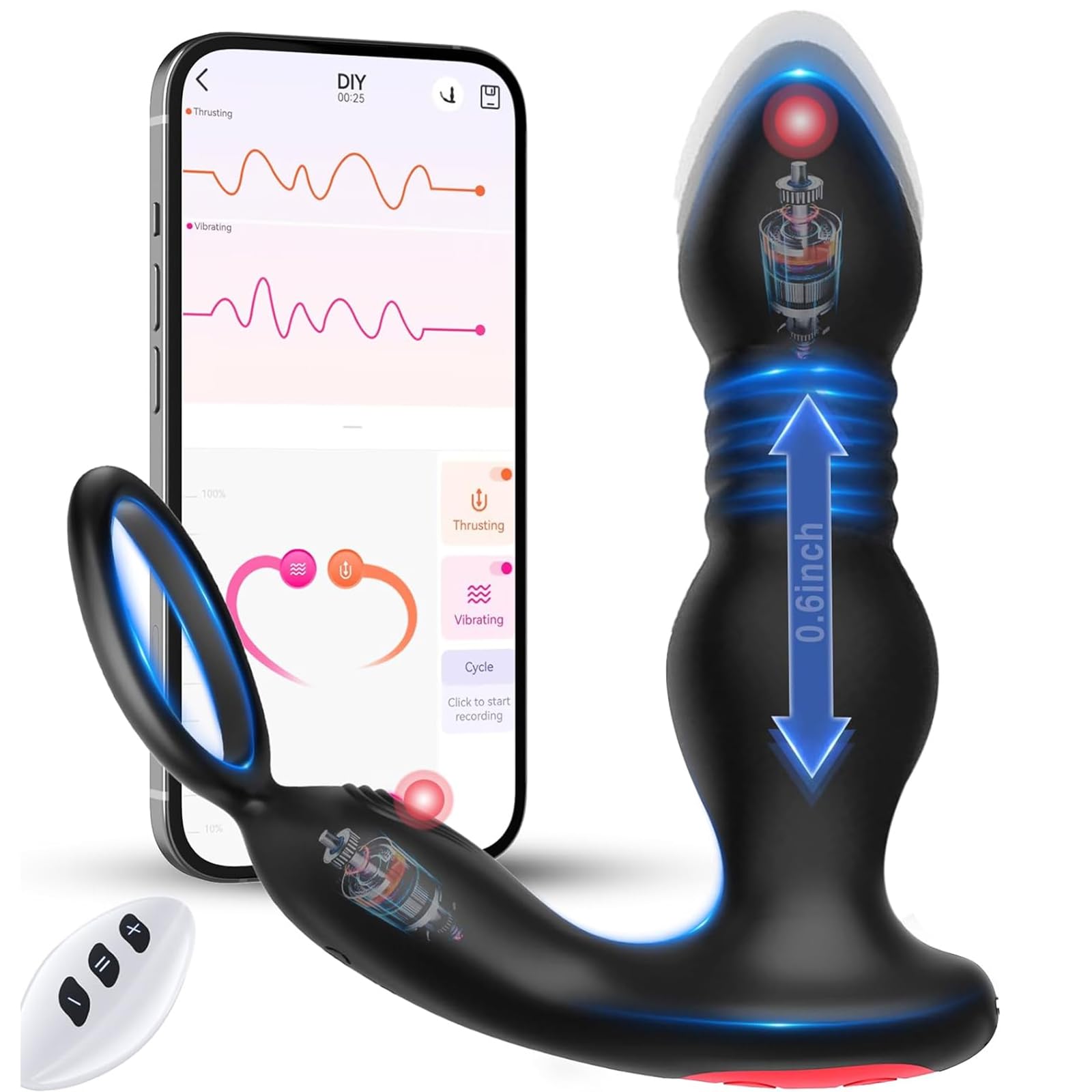 Vibromasseur anal, jouet sexuel masculin pour homme, jouet sexuel pour  adultes, gode à poussée, plug anal, jouets anaux avec 7 poussées et  vibrations et contrôle par application pour homme et femme :
