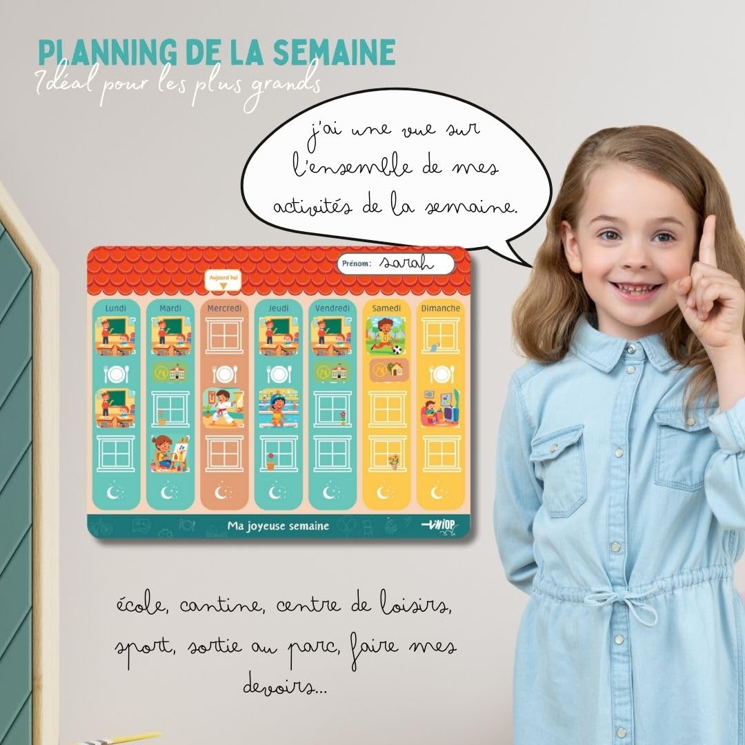 Duo Planning Settimana e Giorno per Bambini, Quadri Magnetici Montessori con 140 Magneti Attività Complete, Ideale per Instaurare Routine e Autonomia, Compatibile con ADHD, Autismo da 3 anni