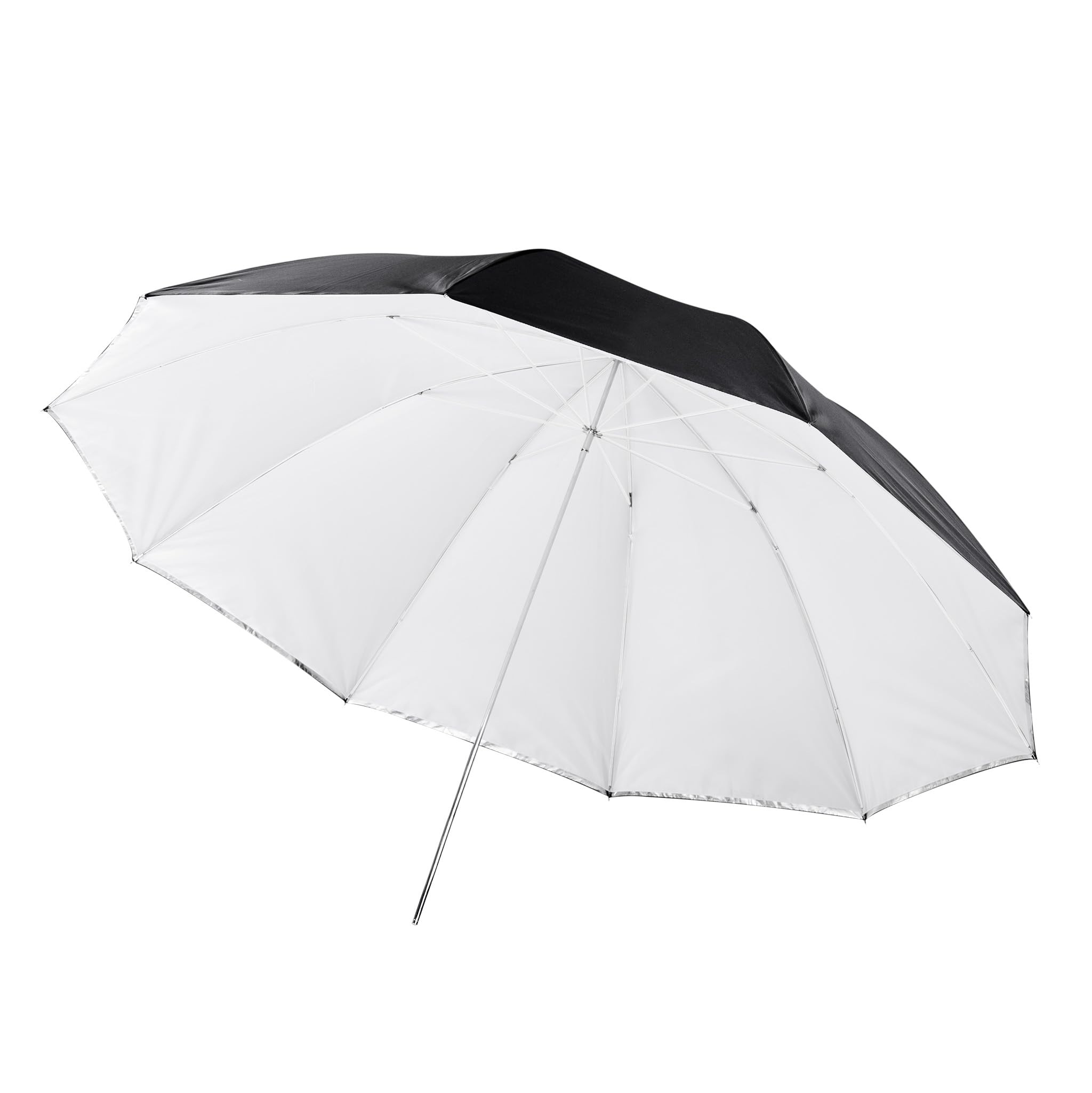 Walimex pro 2in1 Reflex- und Durchlichtschirm weiß Ø 150 cm für weiches Licht, Studioschirm mit Abnehmbarer äußerer Reflexschicht (silberfarben, schwarz) und innerer Durchlichtschicht (weiß)