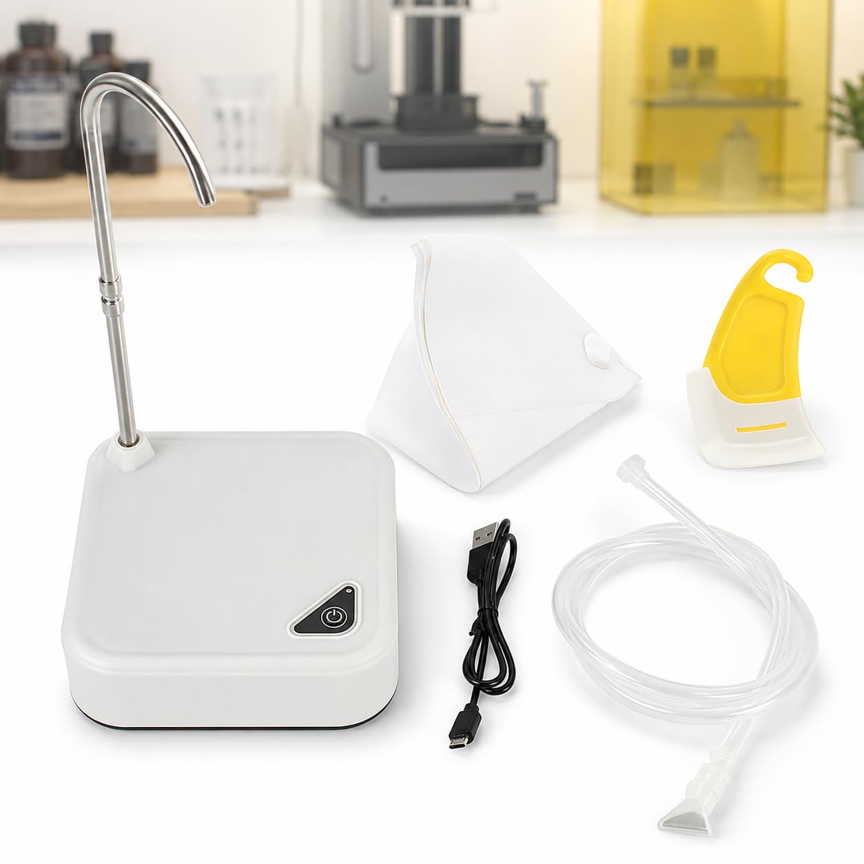TsoLay 3d Printer Resin Transfer Pump, Electric Resin Recycling Tool with 60 S Rapid Recovery, W/Silicone Tube, One-Click Resin Recovery for Filtering and Recycling Photosensitive Resin Material