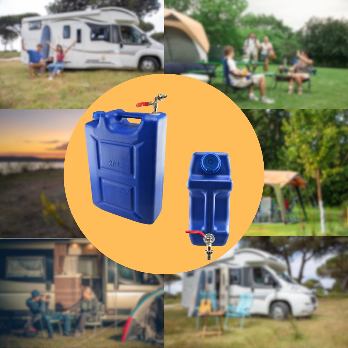 Bidón de agua de 20 l de plástico, depósito de agua con grifo, bidón de agua potable, depósito de agua, bidón de plástico, para casa, jardín, coche y camping, etc., cierre hermético