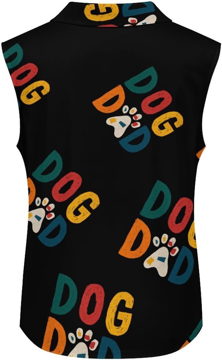 Dog Dad with Paw Womens Sleeveless V Neck Golf Polo Shirts | Collared Tank Tops
