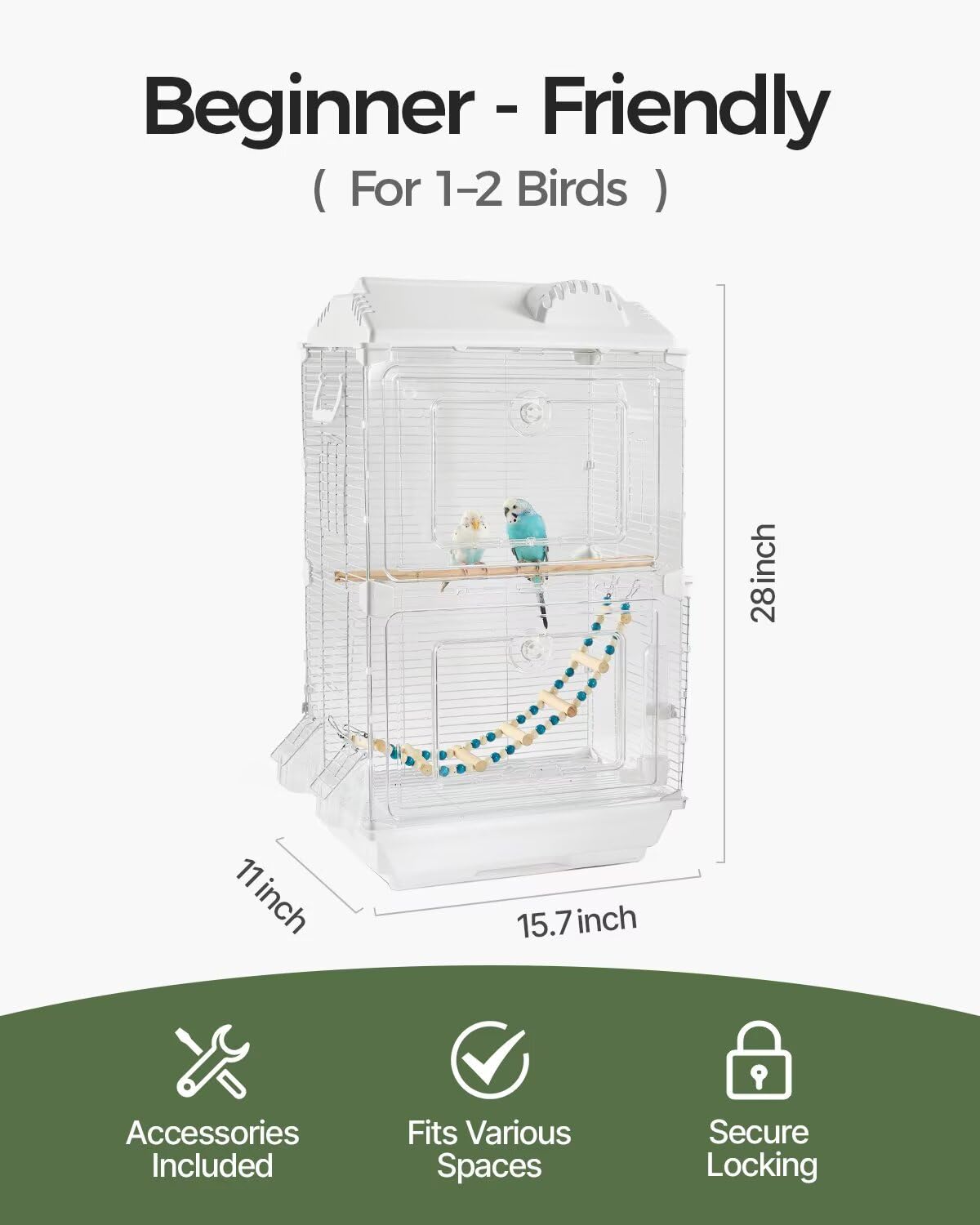 Clear View - Jaula de pájaros mediana para principiantes, jaulas de respaldo ideales para viajes, portador, cría de aves o rescate