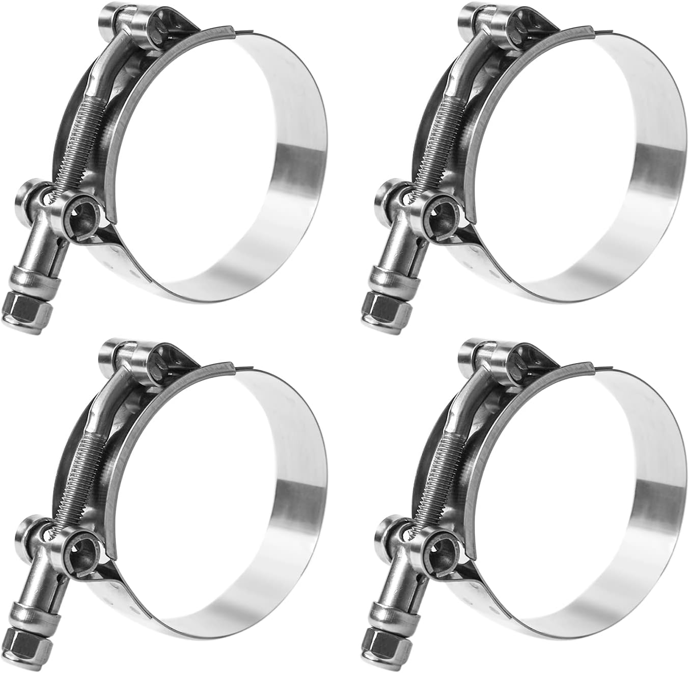 T Bolt Hose Clamp 2 1/2 Inch, MinerGuy Stainless Steel, Working Range 70mm-78mm for 2.5" Hose ID, Turbo Intake Intercooler Clamp, 4 Pack