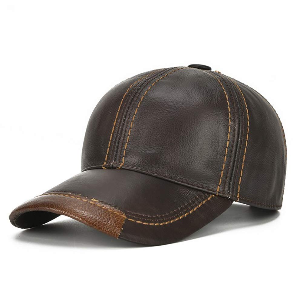 Cappelli Invernali, Berretto da Baseball Unisex in Pelle da Golf in Pelle di Mucca con Cinturino Regolabile, Cappello da Uomo, Primavera e Autunno(Coffee-A)
