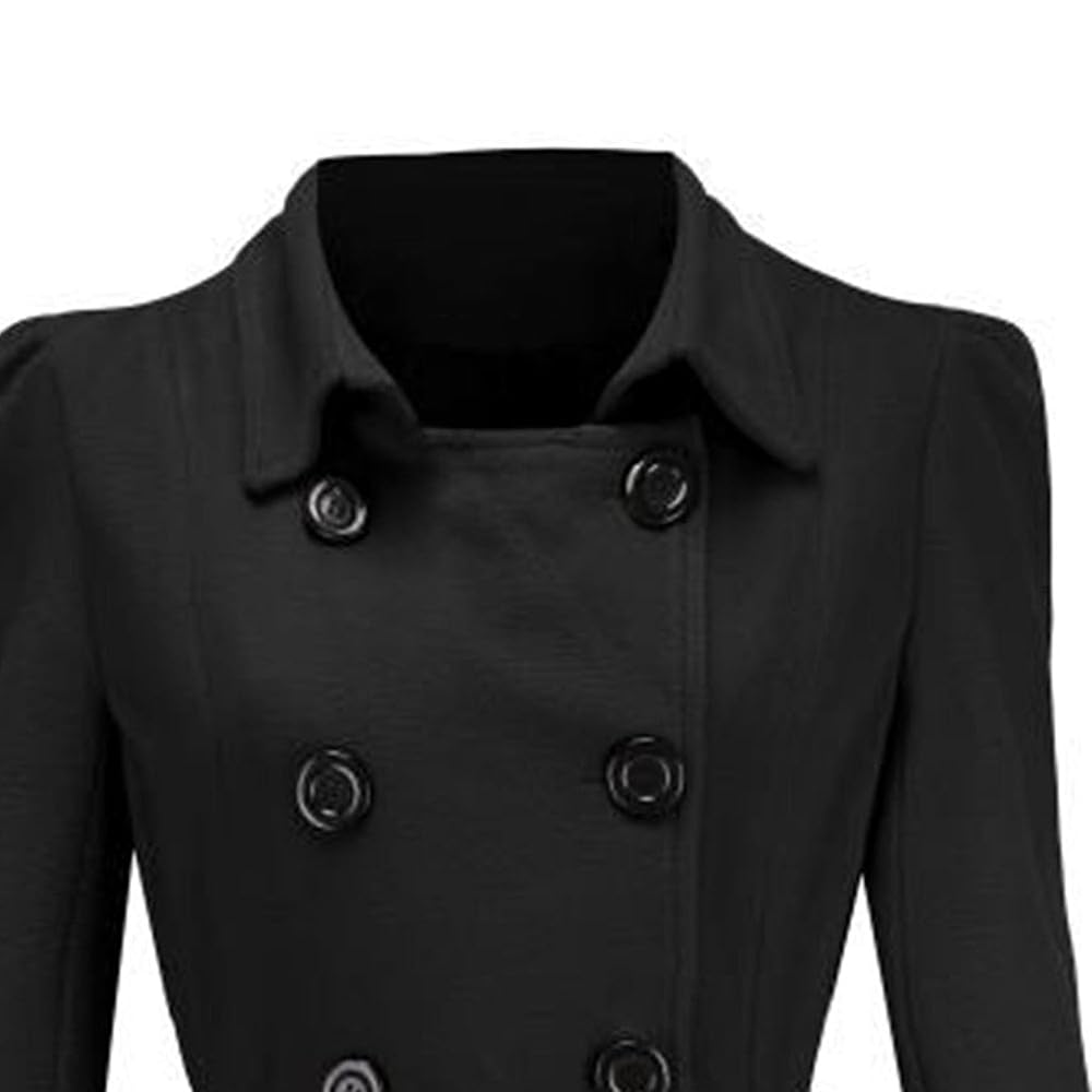 Women's Winter Wool Blend Dress Coat Notch Lapel Double