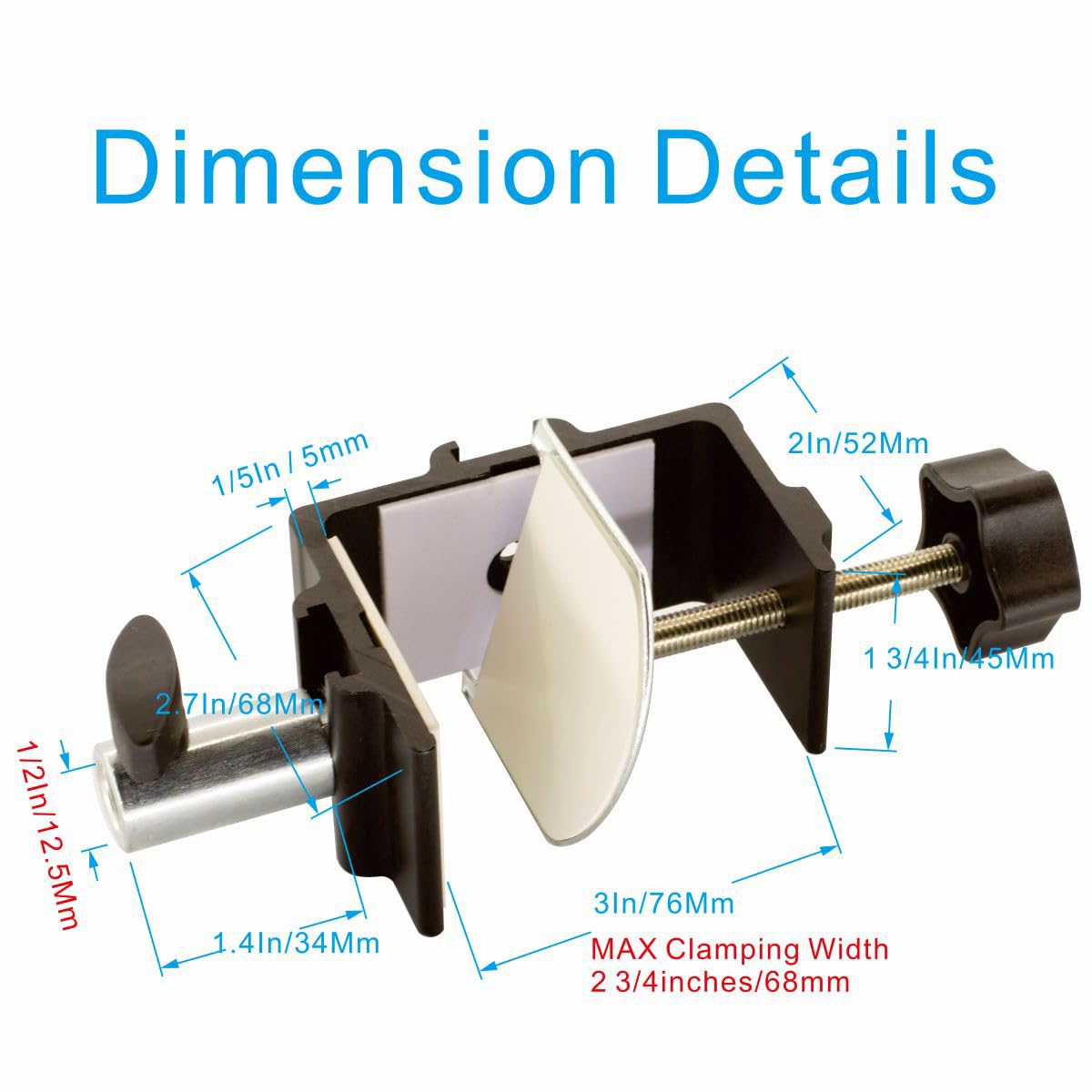 Heavy Duty C Clamp For Magnifying Lamps, Desk Lamps, Tablet & Mic Holders - Fits 1/2" Base (G2 Black)
