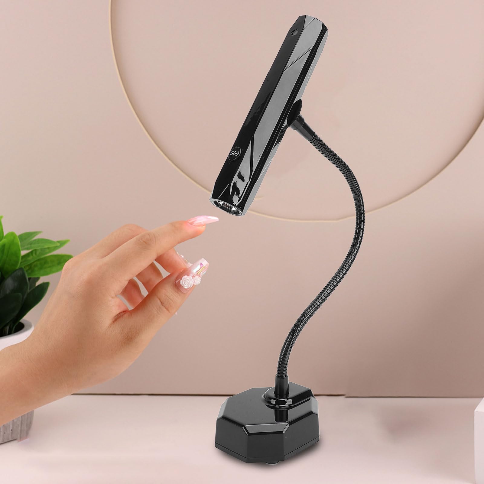 Acouto Lampada per Unghie Touch Lampada per Asciugatura Gel Polimerizzante a Collo di Cigno a LED Senza Fili Ricaricabile con Timer Strumenti Professionali per Nail Art per la Casa un Design a Collo