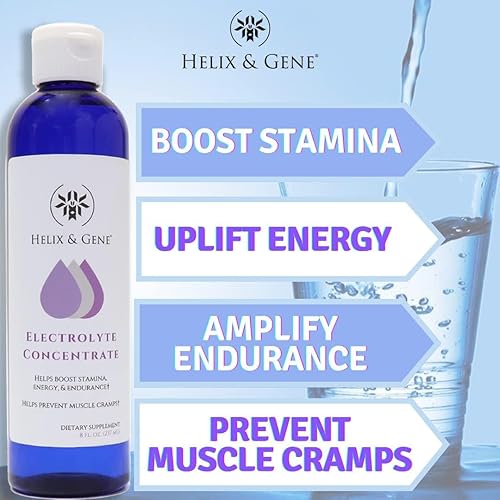 Miniatura 5 de Helix & Gene Gotas concentradas de electrolitos líquidos, minerales traza de apoyo energético (8 onzas) + botella de agua de vidrio de borosilicato