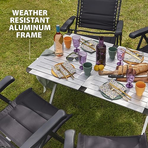 Campart Roll-Up Aluminium Table Louisiana - 110 x 70 x 70 cm - Storage Bag Included -TA-0413 - Image 5