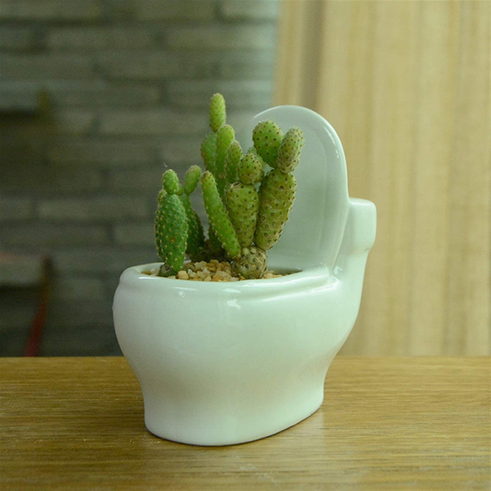 KFGISD, Ceramic Porcelain Flowerpot Succulent Planter Toilet Shape Pots Green Plants Cactus Flower Pot with Hole Balcony Decorations,Plant pots