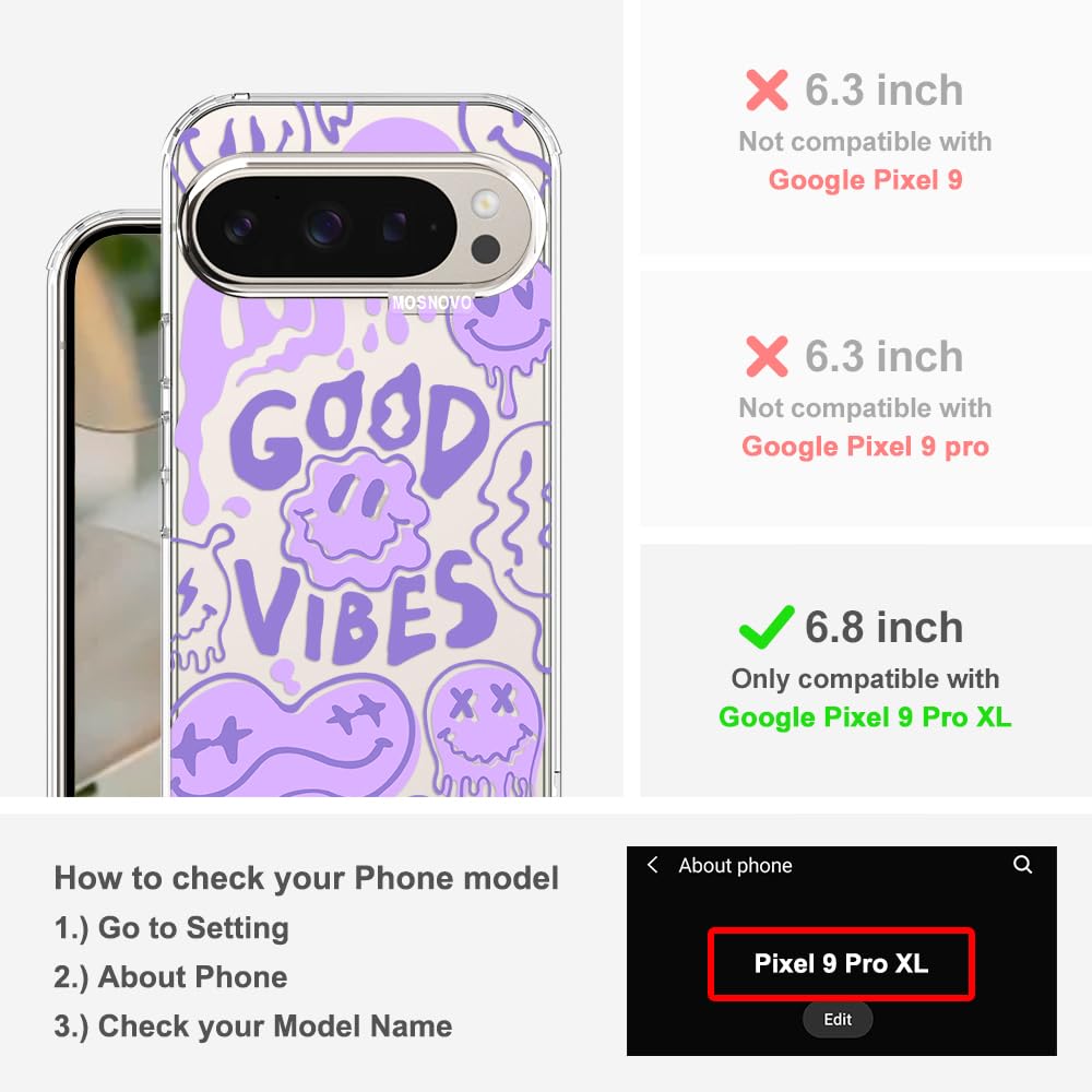 MOSNOVO Case for Google Pixel 10 & Pixel 10 Pro, [Buffertech 6.6ft Military-Grade Drop Protection] [Anti Peel Off Tech] Clear TPU Bumper Phone Case Cover Design - Cute Cherry — view 665