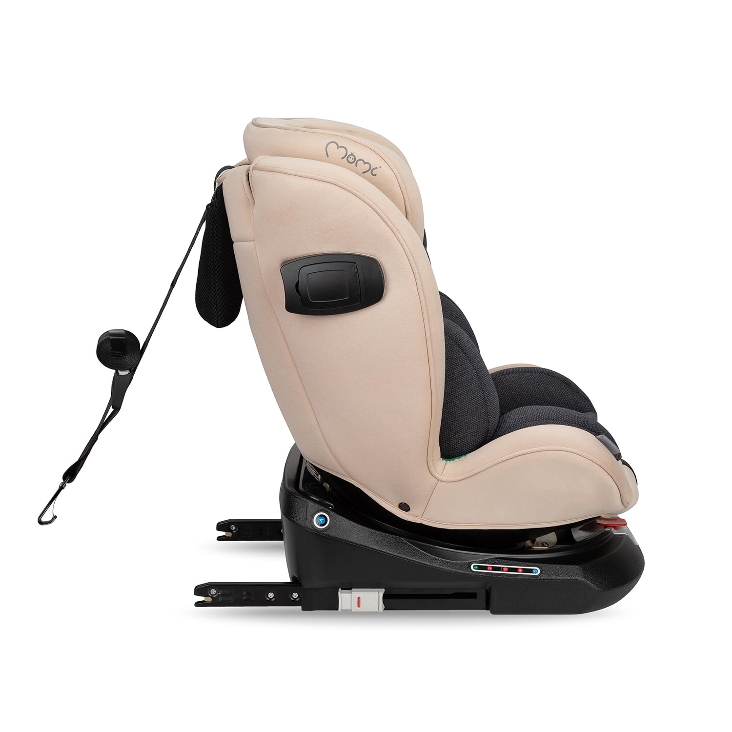 MoMi Autositz für Kinder EMI 0-12 Jahre (Gruppe 0+, 1, 2, 3, 3, Kinder bis 36 kg, 40 bis 150 cm), 360° drehbar, Einbau rückwärts: bis 18 kg, vorwärts: ab 18 kg, Befestigung mit ISOFIX und Top-Tether