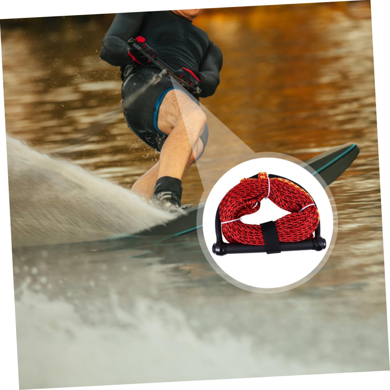 NOLITOY Black Handle Water Ski Rope for Boating Lightweight Wakeboard Kneeboard Tow Rope with Strong Grip High Abrasion and UV Resistant Bright Color for Water Sports Random Color