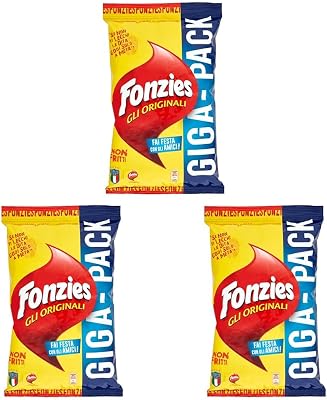 Fonzies Gli Originali, Croccantini di Mais al Formaggio, Cotti al Forno, 280g (Confezione da 3)