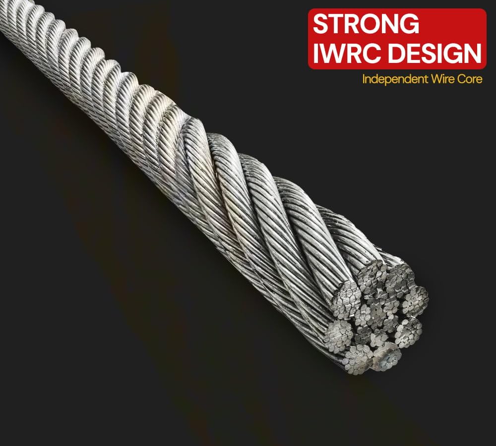 China Galvanized Steel Winch Cable 3/8" X 50' - Wire Rope With Hook 8800 Lbs Breaking Strength