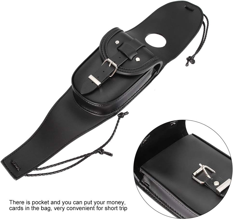 Aramox Universal Motorcycle Fuel Bag, PU Leather Fuel Chap Cover Panel with Pouch Bag, Black
