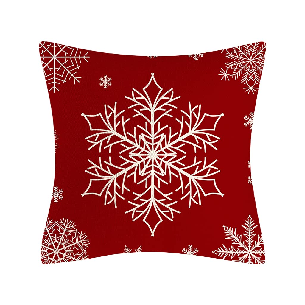 Tsophreniq Merry Christmas Throw Pillow Cover Snowflakes Decorations 18 X 18 Inch Winter Holiday Farmhouse Cushion for Case Throw Case