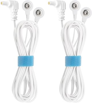 Belifu Shielded Replacement Electrode Wires 2.35mm Tens Replacement Lead Wires Standard Connection Snap 3.5mm Cable for Tens EMS Muscle Stimulator 2 Pack