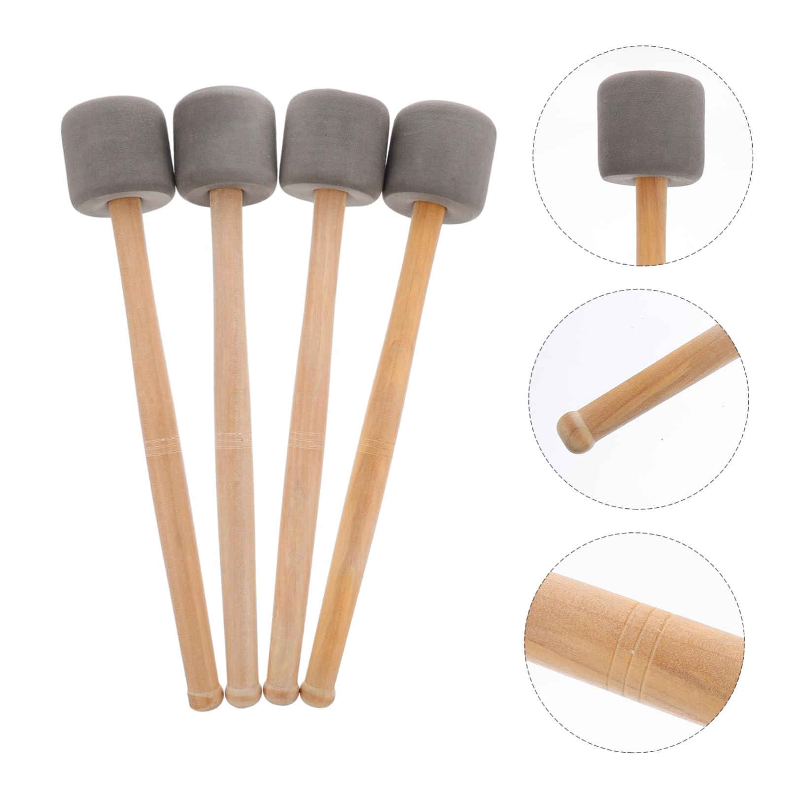 Garneck 4Pcs Bass Drum Mallets with Wood Handle Soft Percussion Drumsticks for Marching Concert Use Replacement for Drum Instrument Enthusiasts