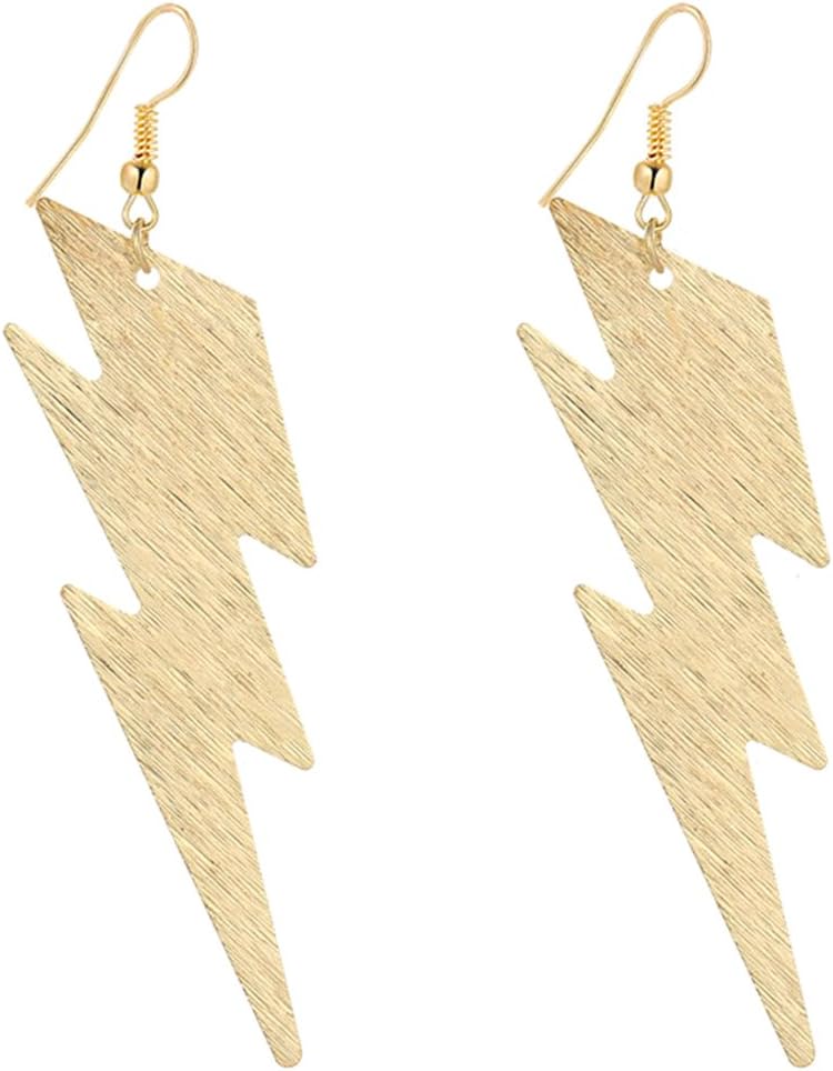 IDB Delicate Filigree Dangle Lightning Bolt Drop Hook Earrings - Available in Silver and Gold Tones