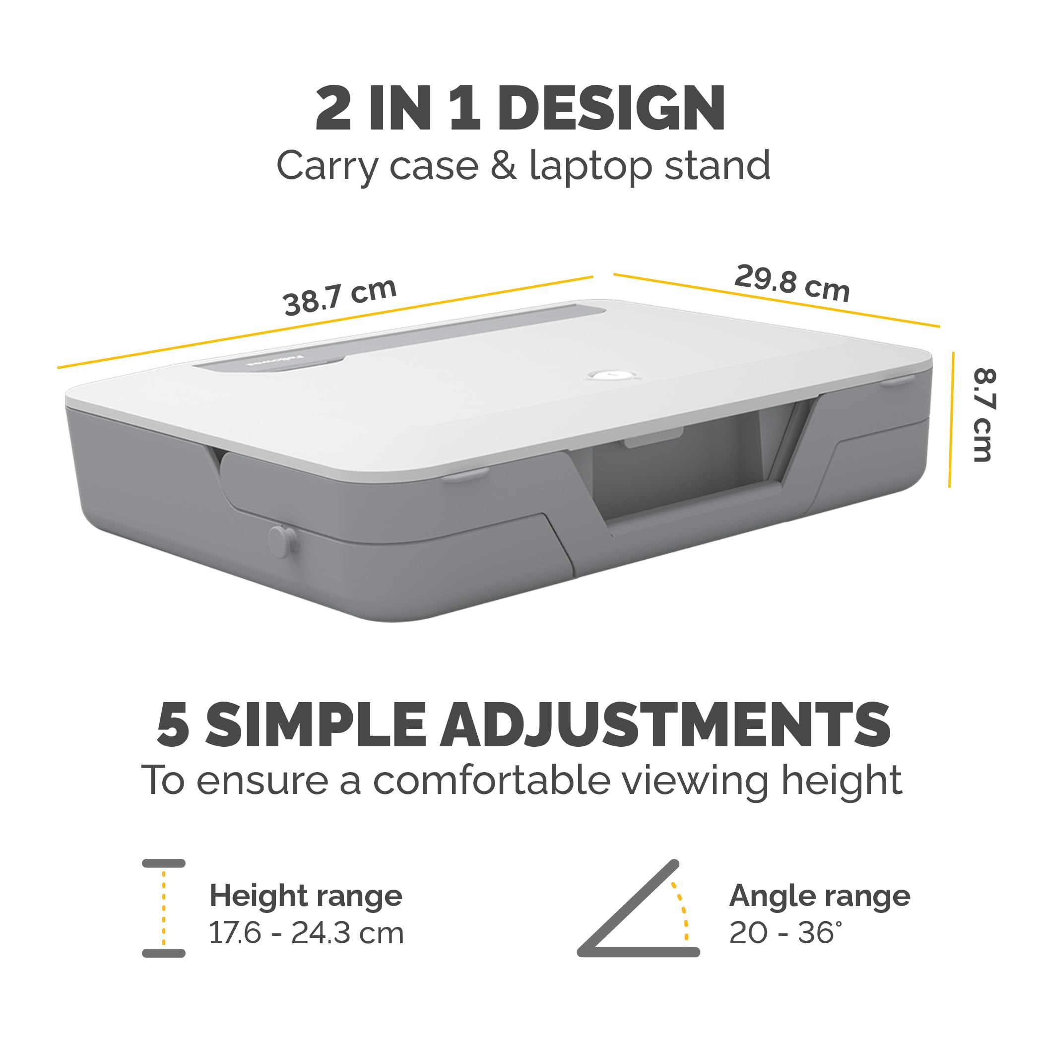 Fellowes Portable Laptop Stand Carry Case, Breyta™ 2-in-1 Design with 5 Height Adjustments, Ideal for Hybrid Work - Image 4