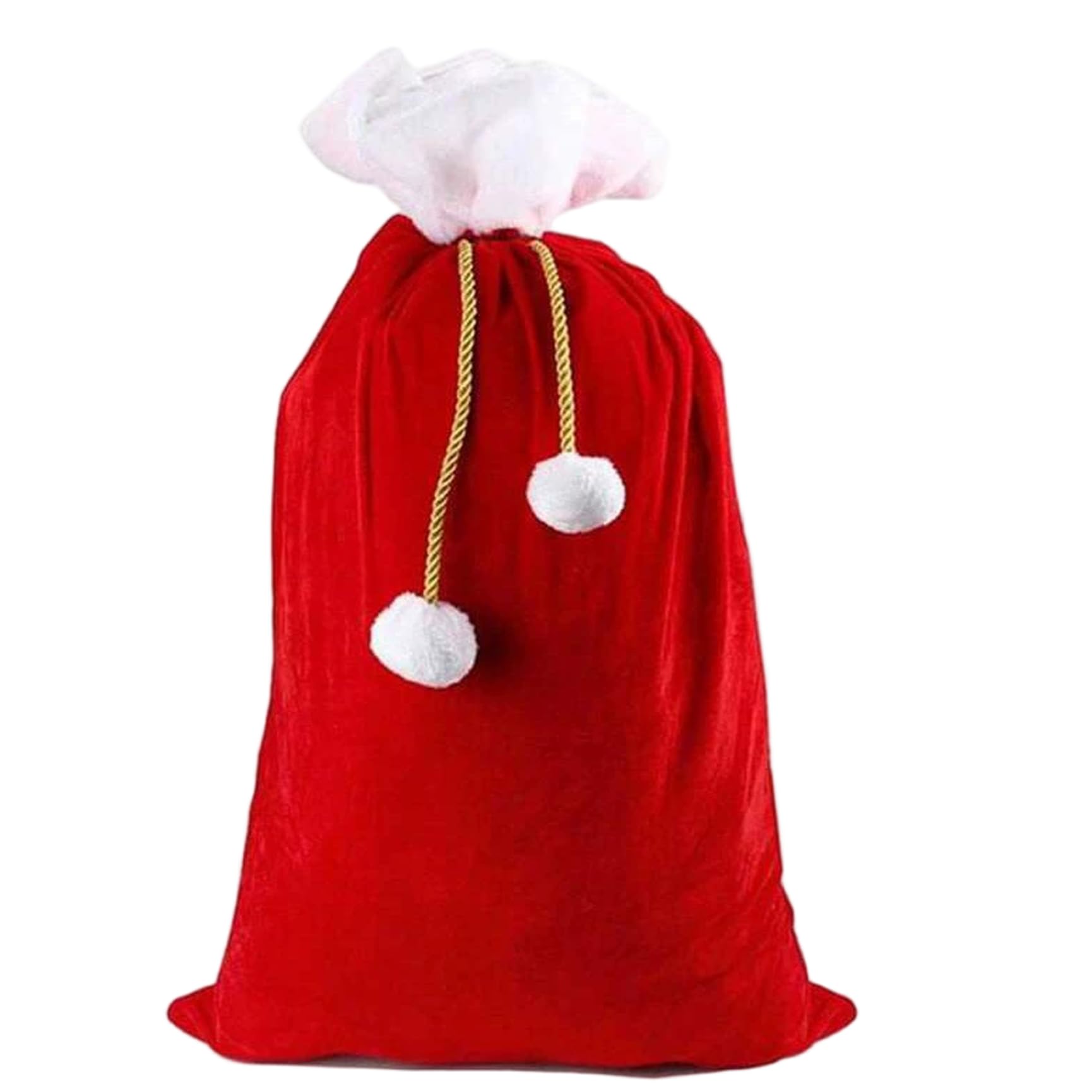 Santa Sack 19.7 X 27.6 Inch Christmas Bag with Cute Pommel Drawstring, Large Capacity Bag for Xmas Party Supplies Favors (Red), Christmas