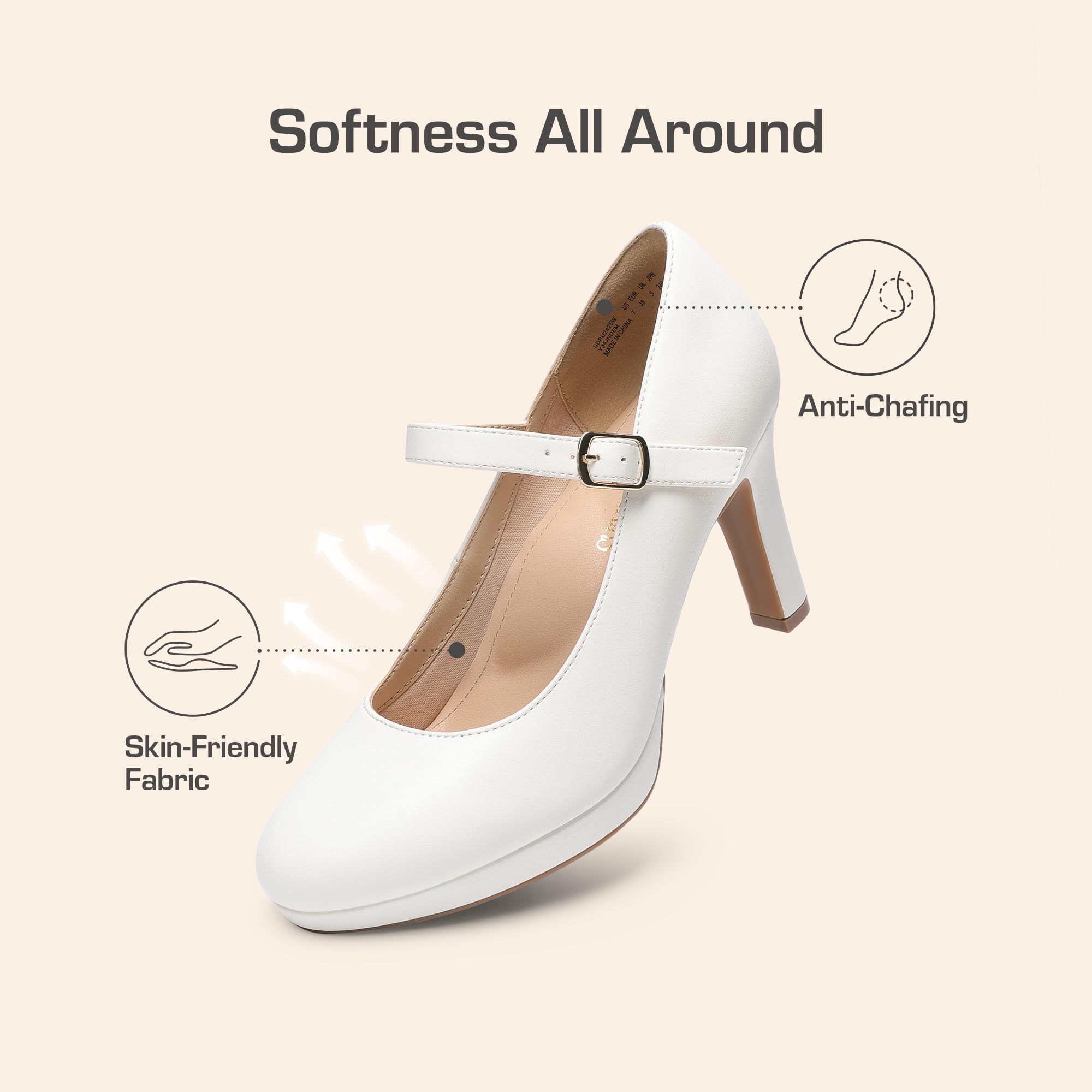 DREAM PAIRS Women's Pumps Close Toe Classic High Heels Round Toe Comfortable Low Platform Mary Jane Dress Shoes