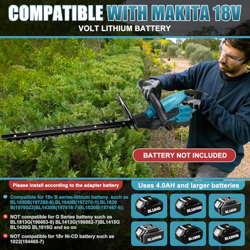Miniatura 3 de Cortasetos inalámbrico de 20" con 2 baterías de 2000 mAh, Tijeras de Mano para arbustos y césped, 2000 RPM