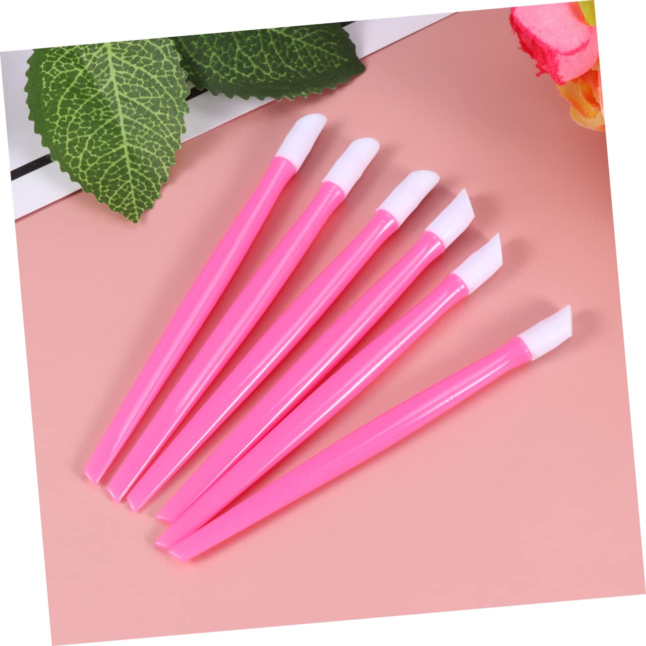 OUNONA 100Pcs Pink Plastic Manicure Stick Ergonomic Cuticle for Dead Skin Removal Lightweight Nail Cleaning Tools for Home Salon Use