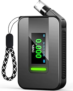 Rechargeable Breathalyzer, 2026 Upgrade Breathalyzer with LCD Digital Display & 10 Reusable Personal Mouthpieces, Portable Alcohol Breathalyzer Tester with Advanced Sensor for Car/Home Use (Gray)