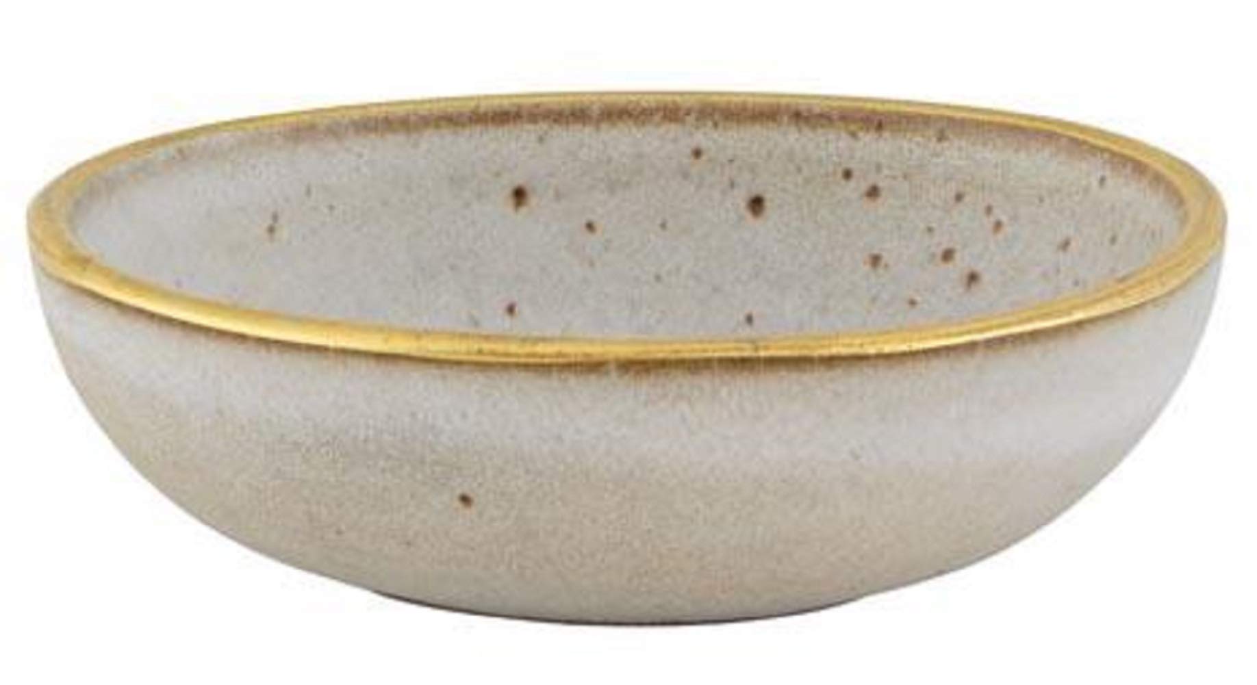 Casa Alegre Gold Stone Stoneware Dessert Bowl, White