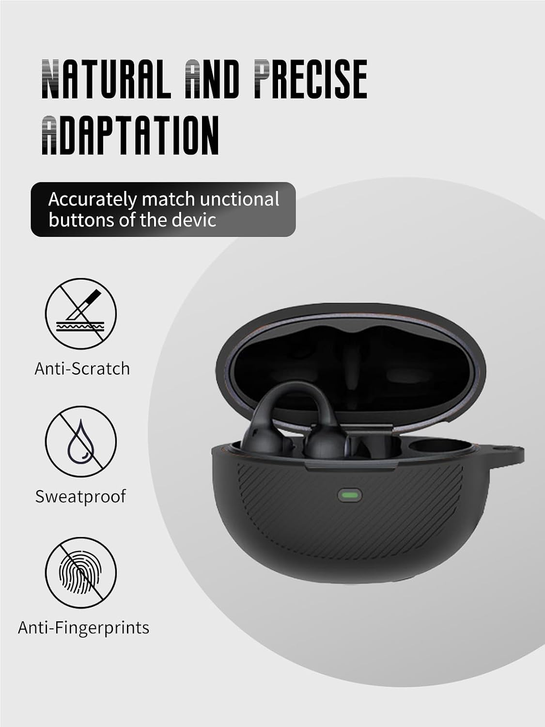 Thickening Case for Baseus Inspire XC1 Earbuds (Dark Black) image 3