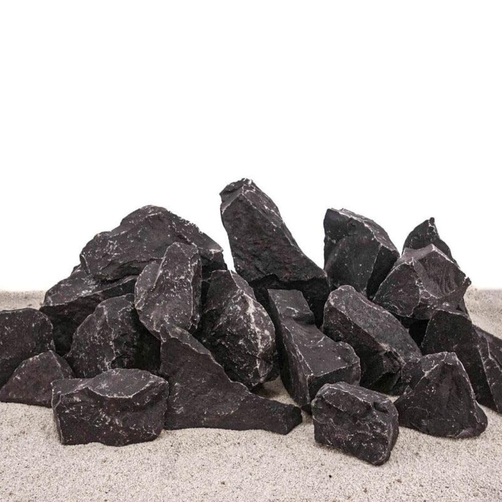 AquaOne Aquarium Steine Schwarzer Felsen I Natursteine Gr.XXL 1 Stück 4-8kg pro Stein I Aquascaping Gestein Schwarz Dekoration Terrarium Nanobecken Landschaft