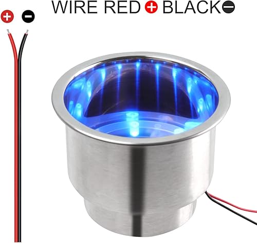 Miniatura 3 de Pebbly Beach Soporte LED de acero inoxidable para tazas con drenaje para barco marino rojo-4