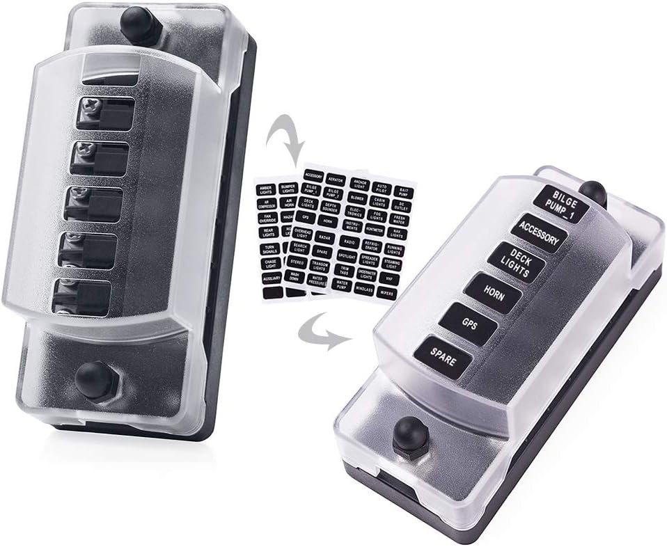 MICTUNING 6-Way Blade Fuse Block with Cover Fuse Box Holder for Vehicle Boat Marine : Automotive