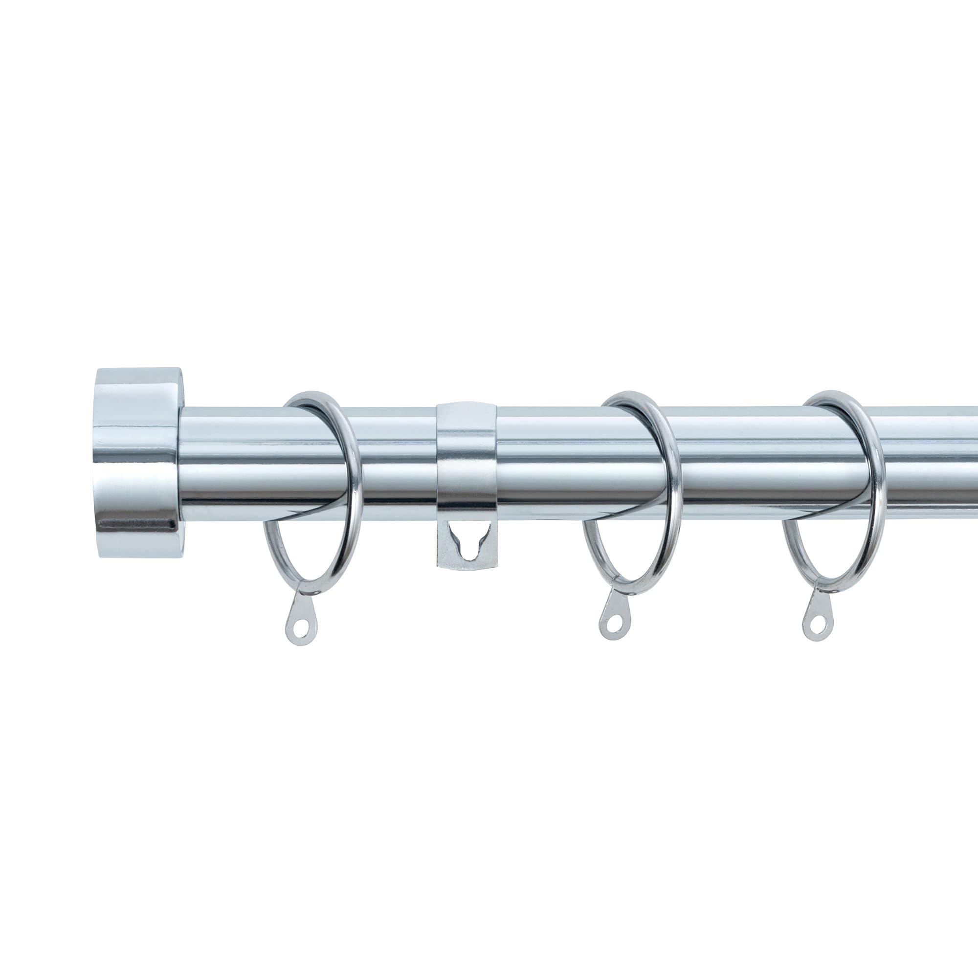 A.Unique Home Stud End Metal Extendable Curtain Pole With Rings and Fittings, In a Variety of Colours and Sizes (25/28mm). (Nickel, 70cm - 120cm, 28" to 47" Approx)