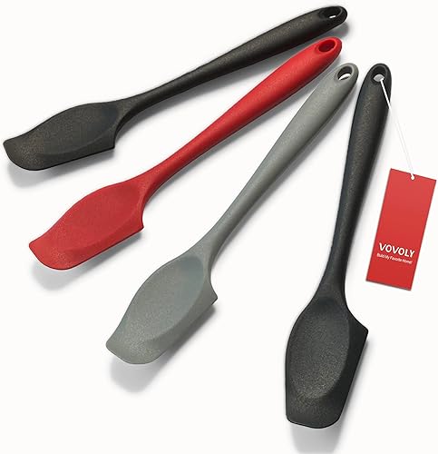 Juego de mini espátulas de silicona, espátula pequeña curvada con cuenco poco profundo para cocina, espátula raspadora sin costuras para cocinar,