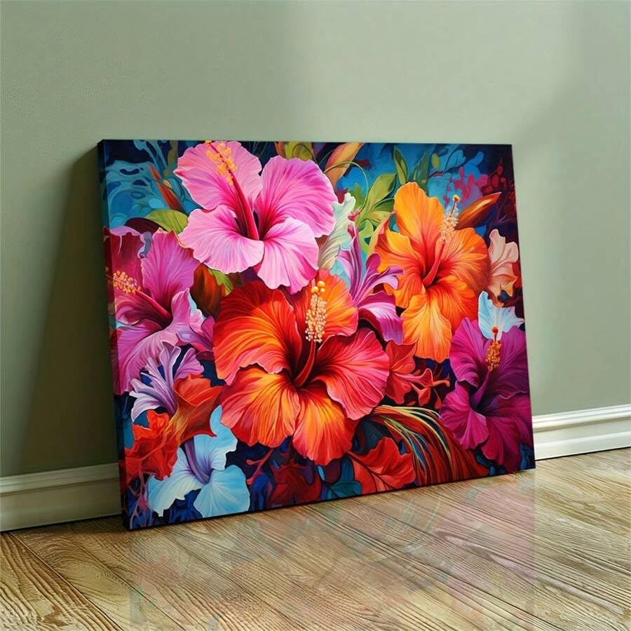 Toile hibiscus tropical pour transformer votre bureau en une oasis de bien-être active