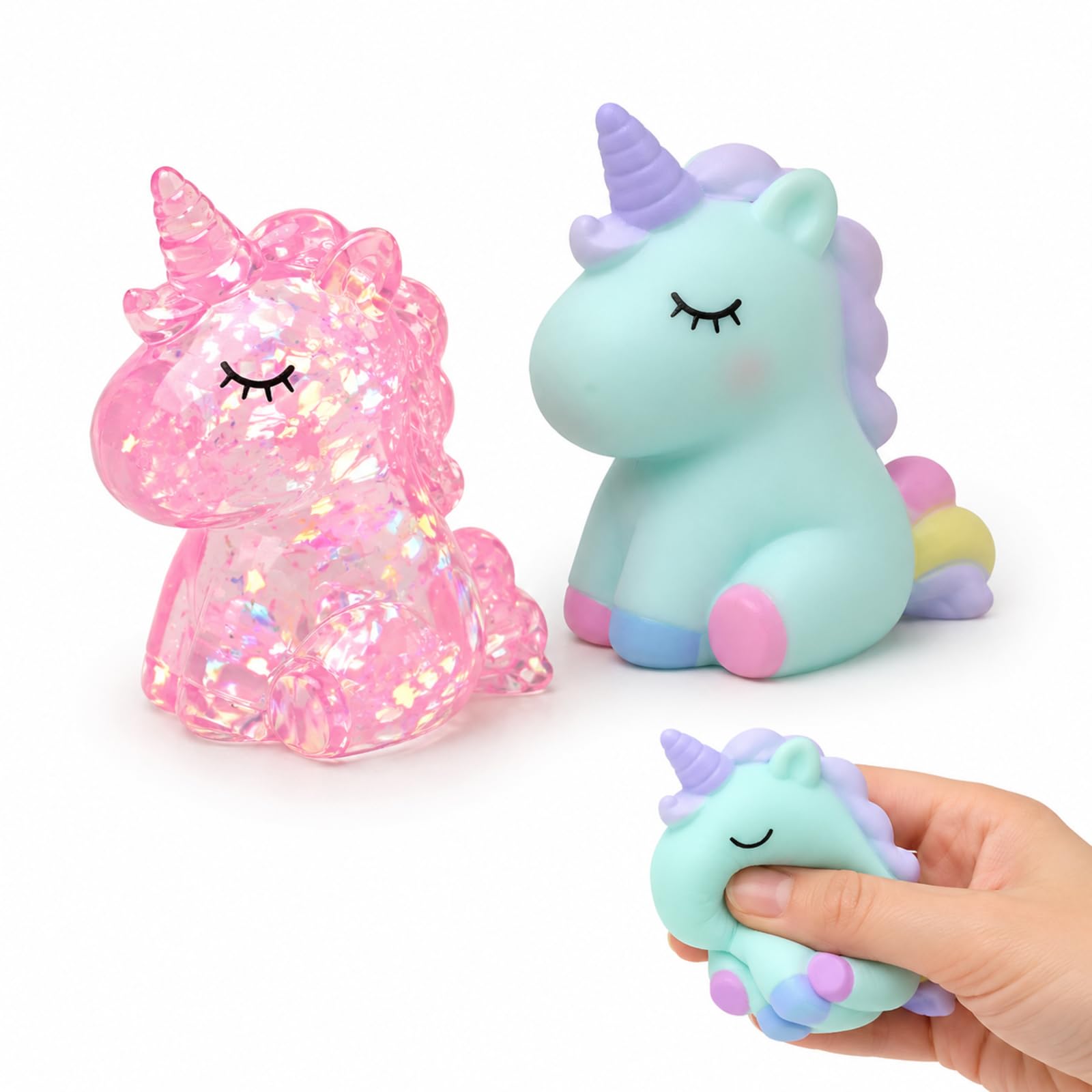 2 Pcs Unicorn Squishy, Kawaii Squishys for Stress Relief and Sensory Feedback, Sugar Squishy Animals for Desk Decor and Creative Fun, Random Color Selection