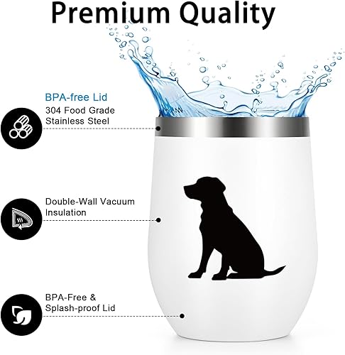 Miniatura 6 de Lifecapido Labrador Silhouette - Juego de 2 vasos de vino de acero inoxidable para amantes de los labradores, regalos de cumpleaños de Navidad para