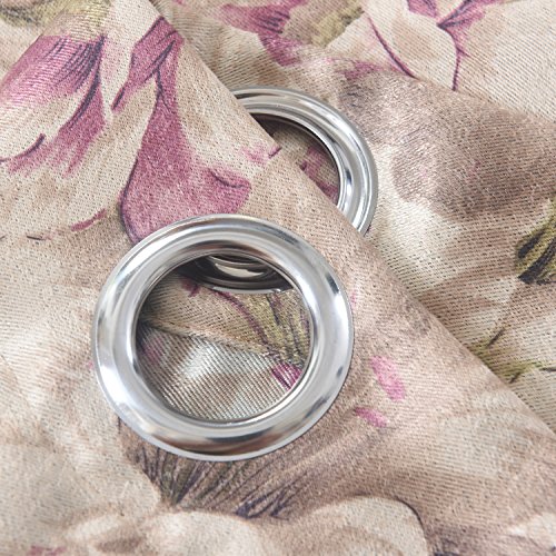 Cherry Home Elegent Floral Blackout Pink Flower Curtains Panels With Top Grommet,52 By 96 Inches,2 Panel For Living Beding Room #TOP7