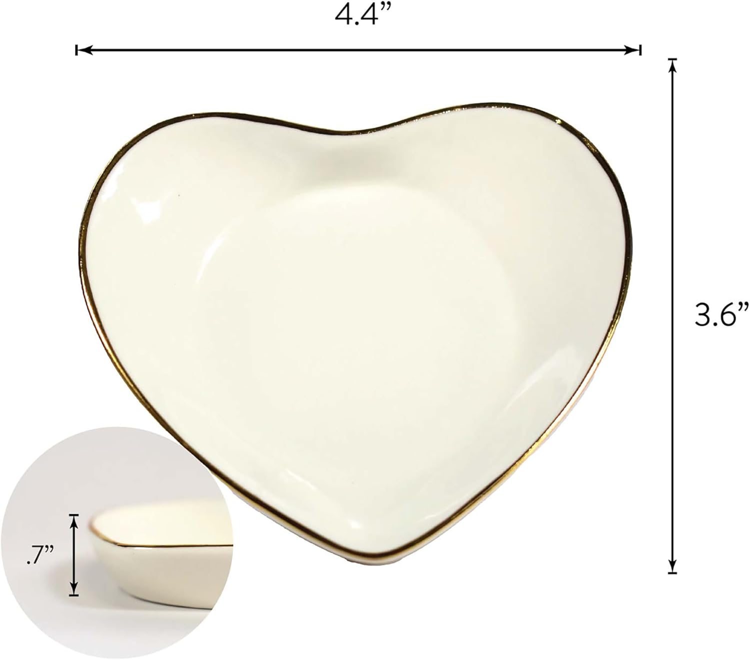 Sorority Shop Alpha Xi Delta Jewelry Dish - Heart-Shaped High-Gloss Finish Ceramic Tray with Gold Detailing, Multi-Function Ceramic Ring Dish for Home or Office, Ideal for Jewelry and Keys
