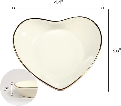 Sorority Shop Delta Sigma Theta Jewelry Dish - Heart-Shaped High-gloss finish Ceramic tray with Gold Detailing, Multi-Function Ceramic Ring Dish for Home or Office, Ideal for Jewelry and Keys