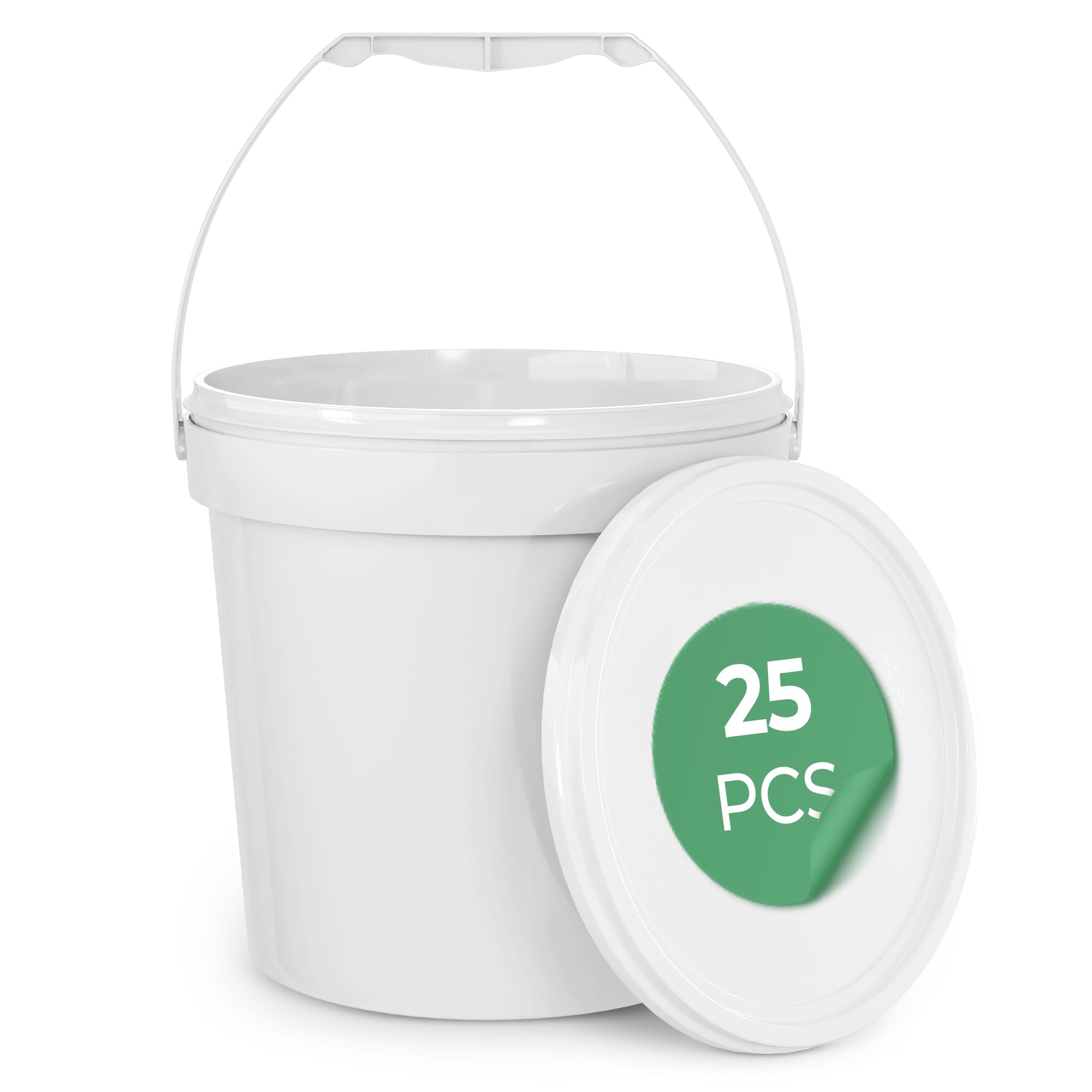 EconoHome 25 Pack of white 1 gallon food grade buckets
