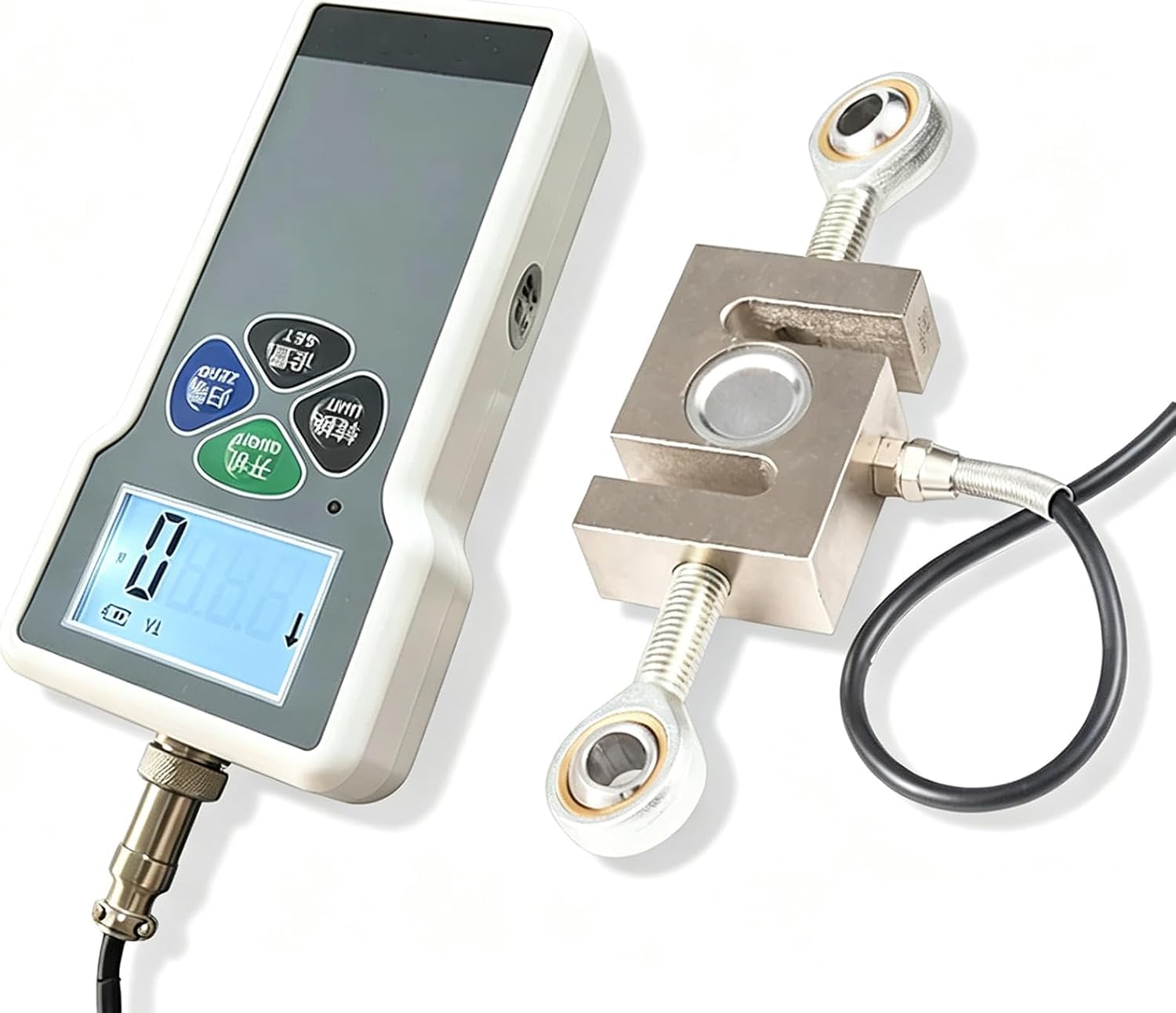 Medidor digital de fuerza de tracción y empuje con celda de carga externa tipo S, retención de pico, conmutación N/kgf/lbf/oz, probador de tensión y compresión para uso industrial. (1000N)