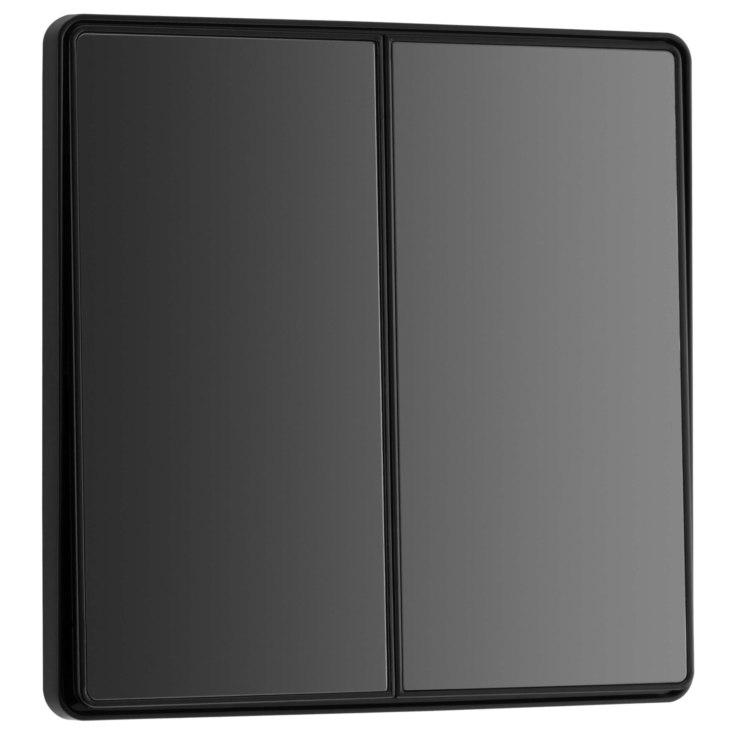 BG Electrical Double Wall Light Switch, 2-Way, Edge-to-Edge Rockers, Screwless Appearance, Round Edges, Evolve, Black Chrome, 20A, 16AX, PCDBC42EB