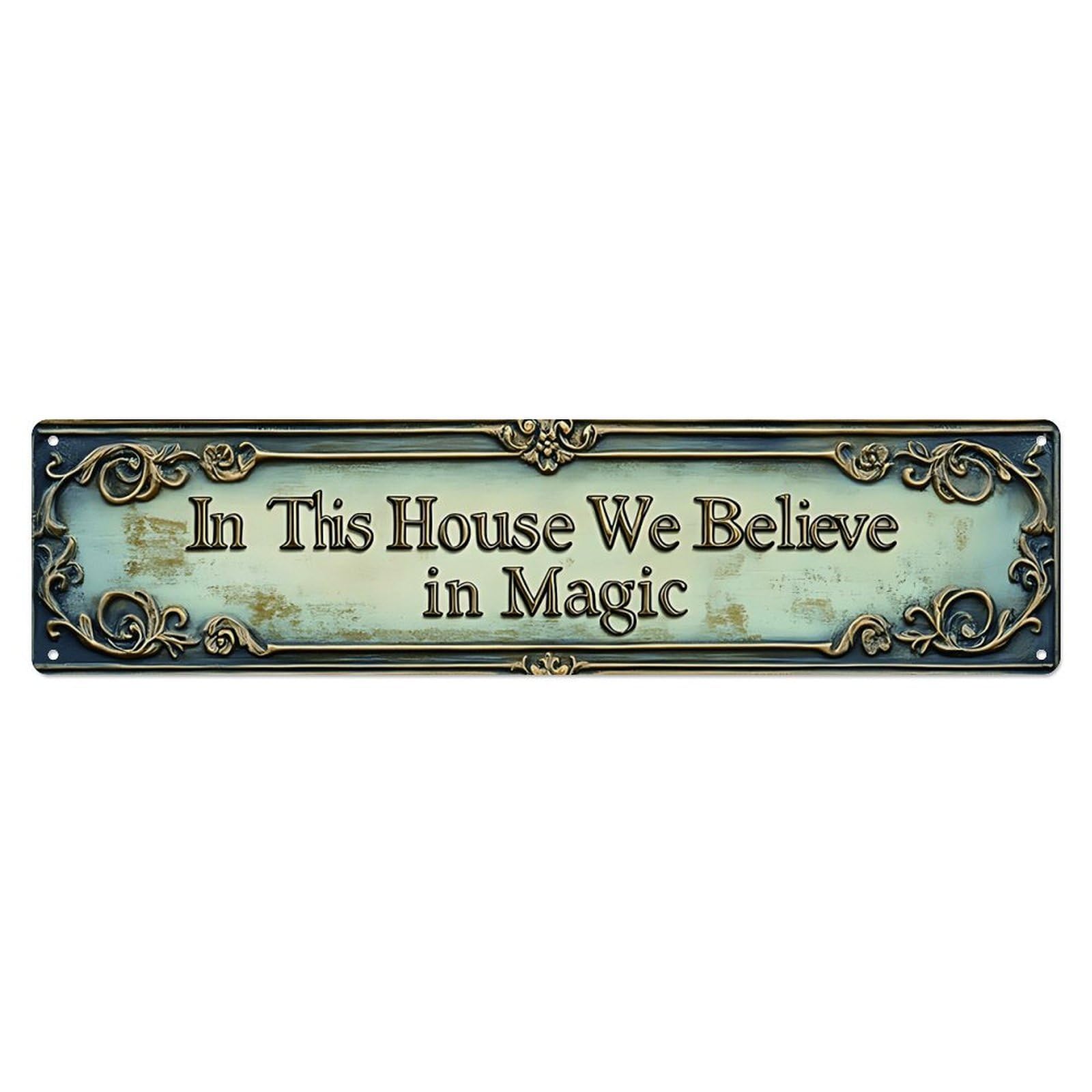 Ornate Vintage Magic House Wall Decor Sign Vintage Aluminium Metal Sign, Retro Wall Decor for Home, Bar, Garage & Farmhouse 10 * 40cm
