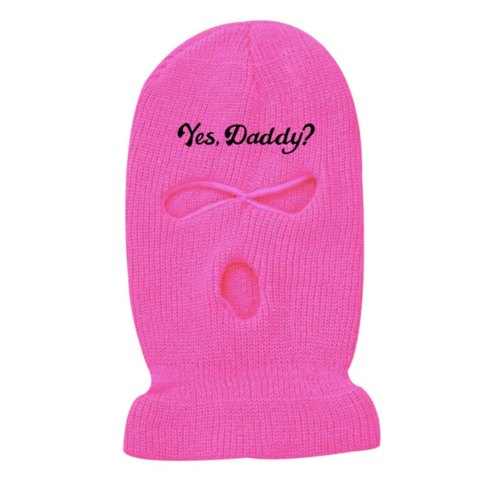 Rvnsu Ski Mask 3 Hole Yes Daddy Balaclava Winter Full Face Cover Beanie for Men Women Ski Mask Black Pink (One Size, Red)